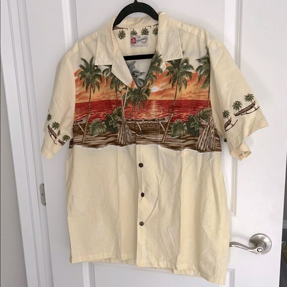 Hilo Hattie’s The Hawaiian Original Sunset with Canoes Circa 2006 Camp Style SZL - Picture 1 of 9